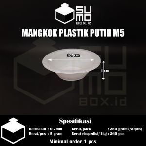 [1 PAK ISI 50 PCS] Mangkok plastik putih susu ukuran M5 mangkuk kecil small