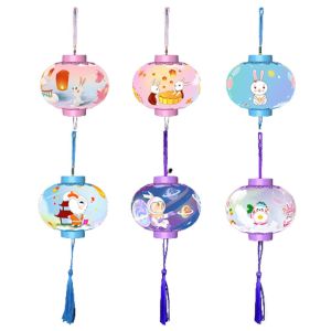 angy 纸灯笼中秋节2025 lantern paper diy mid autumn Rabbit Cartoon Kindergarten Round Cylinder Party Chinese Kids LED Lanterns Mid-autumn Lamp Festival Lanterns Children Toys