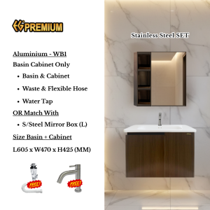 【Wood Design】【FREE Water Tap 】Aluminium Honey Comb Cabinet SET 600MM EG Premium 【Customise SET 】