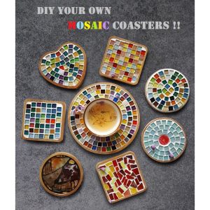 DIY Wooden Coaster Making Kit Craft for Kid Creative Mosaic Coaster Material Pack Handmade Cut Mat Christmas Birthday Gift Tikar Cawan