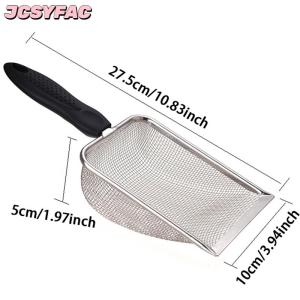 JCSYFAC Vật nuôi làm sạch công cụ thép không gỉ Phân xẻng Net mèo xả rác xẻng loài bò sát thằn lằn cát xẻng lưới màn hình phân muỗng