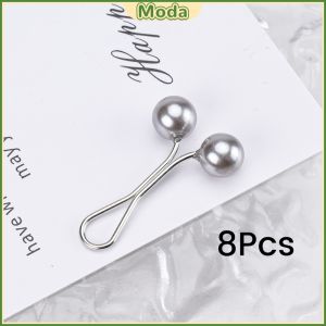 MO Jeans Skirt Waist Invisible Clip Detachable Fixed Buckle Headscarf Clamp Sweet Pearl Style 8Pcs/pack