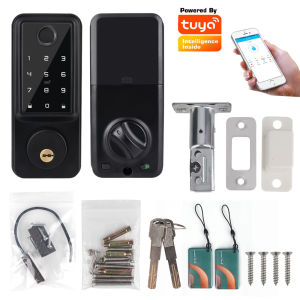 Boland Tuya Wifi Smart Locks Biometric Fingerprint Digital Electronic Deadbolt Lock Password 13.56Mhz IC Card Password Unlocking Entry Door Lock Equipped With Door Sensor