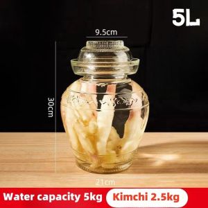 1.5L 5L 10liter glass fermentation jar with cover airtight container pickle jar kimchi container airtight heat resistant jar kitchen canisters jars