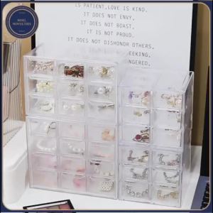 NN Nordic Minimalist Transparent Trinkets Pull-Out Drawer Clear Acrylic Desk Storage Organizer