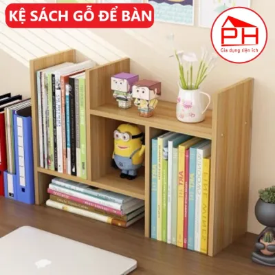 Kệ sách gỗ để bàn đa năng lắp ghép dễ dàng thiết kế sang trọng hiện đại (KT 35-66 x 35 x 15cm) - Gia dụng Phước Hòa