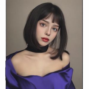 Wig female shoulder length short straight hair bobo head European and American foreign trade hanging ear dyed short hair chemical fiber wig headgear