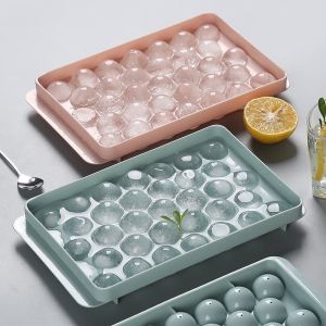 GXY Ice Tray Ice Cube Molder Round Balls Ice Mold Plastic Tray Ice Making Box Molds With Cover