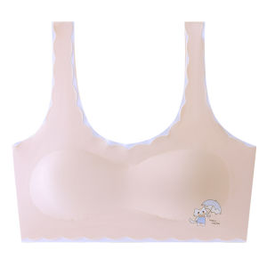 KUCHAR Ice Silk Seamless Baby Bra for 8-12 Years Old Girls Vest Wire Free Underwear Development Puberty Training Bralette with Pads
