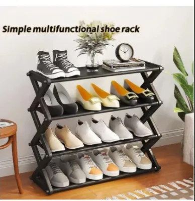 Premium 5-Layer Stainless Steel Shoes Rack - Foldable Tiered Colored and Stackable Storage Stand Shelf for Shoes #XH007