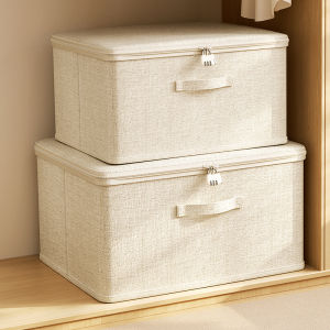 Organizing box for home storage cotton-linen art Tianshan folding garment storage box for fabric clothes with basket combination lock
