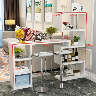 Modern Compact Bar Counter with Wine Storage and Backdrop Shelf