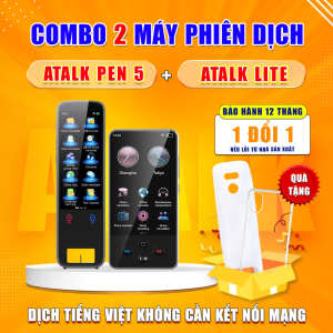 COMBO 2 Máy Phiên Dịch Cầm Tay 2 Chiều ATalk Lite Và ATalk Pen 5Thông Dịch Đa Ngôn NgữDịch Offline