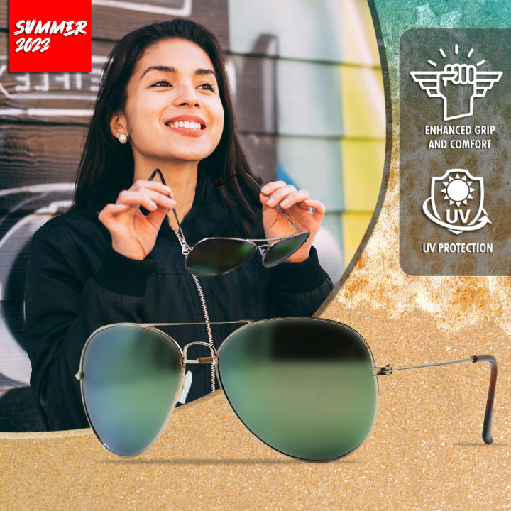 Classic Aviator Sunglasses UV Mirrored Lens Metal Retro Shades
