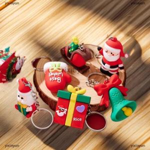 [COD] yixiayun Christmas Series Doll Keychain Gift Box Toy Kawaii Santa Claus Xmas Tree Elk Keyring Bag Pendant Toys Christmas Gifts