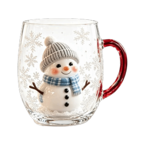 GAOSU 2D Pattern Christmas Glass Snowman Reindeer Coffee Mug Christmas Gift Decorative Santa Claus Clear Glass Holiday Table Decor