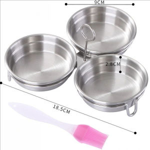 YESPERY เครื่องต้มไข่สแตนเลส3 In 1พร้อมที่จับประกอบด้วย3ชิ้นถอดออกได้จานเซรามิกเครื่องนึ่งไข่กลมเครื่องครัวแม่พิมพ์อุปกรณ์ทำอาหาร