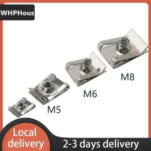 [COD] WHPHous Ship within 24 hours 10pcs Stainless Steel U Type Clips with Thread M6 M5 M4 M8 8mm 5mm 6mm 4mm Reed Nuts for Car Motorcycle Scooter ATV Moped