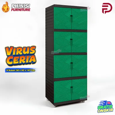 LEMARI SERBAGUNA 4 SUSUN PENGHEMAT TEMPAT KINGDOM VIRUS UKURAN LENGKAP - LEMARI PAKAIAN