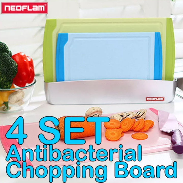 Neoflam Korea Antibacterial Cutting Chopping Board 4 Set with Stand ...