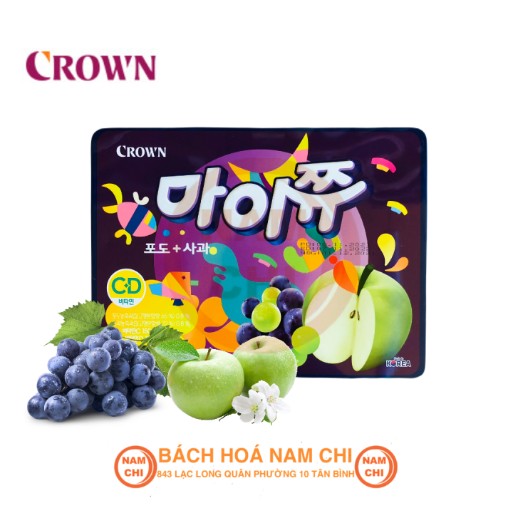 [HỘP 284G] Kẹo Trái Cây Crown Nho Táo Hộp Thiếc Thích Hợp Làm Quà Tặng Các Dịp Lễ - Hàn Quốc