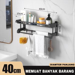 Rak Kamar Mandi Dinding Stainless Steel Rak Sabun Kamar Mandi Rak Tempel Gantung Rak Handuk Kamar Mandi Tempel Dipasang Tanpa Harus Dilubangin Dibagian