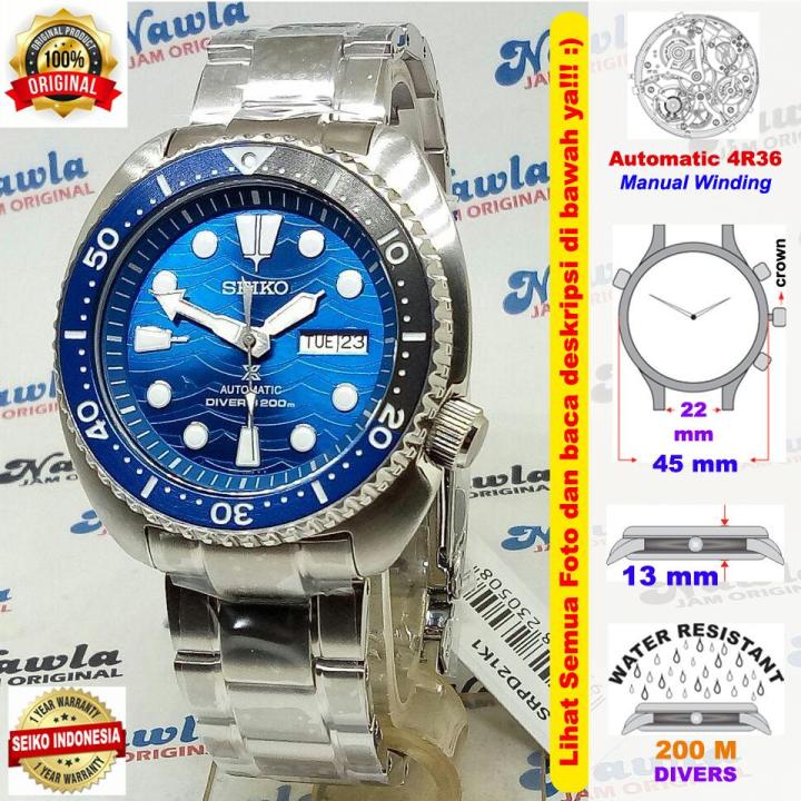 Seiko Prospex SRPD21K1 Turtle Blue Ocean Jam Tangan Pria SRPD21