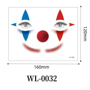 BLISSFUL Face Art Joker Face Tattoo Sticker Waterproof Make Up Circus Clown Temporary Tattoo Freckle Decals Long Lasting Little Witch Face Sticker Halloween