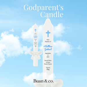 Baptismal Candles White/Blue (PERSONALIZED) MESSAGE US TO PRE ORDER