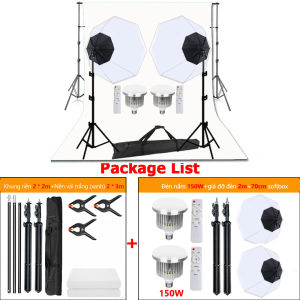 MinRui Bộ Đèn Softbox Bát Giác Livestream Cao 2m Kích Thước 70cm Kèm Chụp Đèn Và Tấm Vải Trắng Làm Mềm Ánh Sáng Cho Shop Và Studio