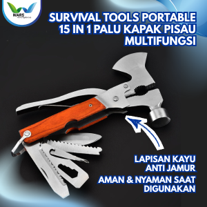 WARS Survival Tools Portable 15 in 1 Palu Kapak Pisau Multifungsi