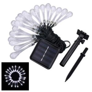 BEYTM Waterproof LED Solar String Lights Water Drop Multicolor Patio Beads Light Fairy Lights Christmas Decor Garden Party Lamp Yard