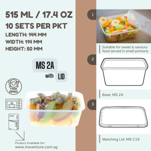 {MSV} Rectangle Microwavable Plastic Takeaway Containers (340ml-800ml) Anti Leak DurableReusable MS 1A MS 2A MS 5A MS 6A