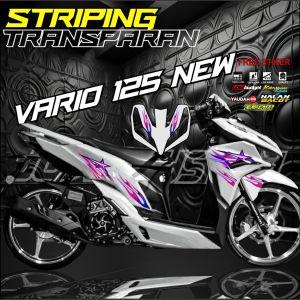 Stiker Striping Transparan Vario 125 Motif Api & Bintang - Warna Neon/Merah/Abu-abu/Blueberry