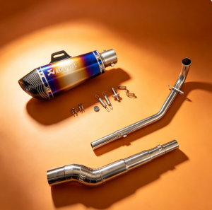 Honda XRM 125 Stainless Elbow – Akrapovic Hexatip with Silencer
