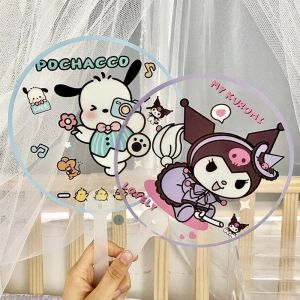 Sanrio Kawaii Pochacco Fan My Melody Kuromi Cinnamoroll Cartoon Student Summer Outdoor Portable Transparent Handheld Daily Hand Fan Gift