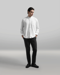Broodis Kemeja Polos Putih Kerah Shanghai SOFTEE/COLTEE Shanghai White Lengan Panjang