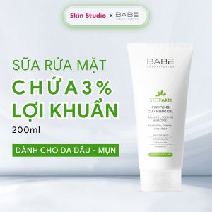 Sữa rửa mặt cho da dầu mụn dạng gel BABE STOP AKN PURIFYING CLEANSING GEL 200ml