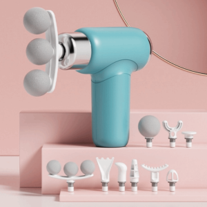 PWD0442 Adjustable Speed Mini Handheld Massager 9 Replaceable Head Compact Size Mini Electric Fascia Massager Adjustable Speed Cordless Fascia Machine Massager Home Fitness