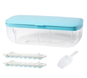 [Local Seller] Press Type Ice Cube Maker Tray Container Set With Ice Shovel 48 Big Trapezoid Silicone Ice Tray Mold One Second Release