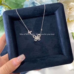 AE Phantom Butterfly Series Necklace Platinum Plated Exquisitely Crafted High-Quality Duo Butterfly Necklace Elegant for Women ins Pendant chain