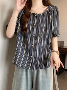 LH.Bigsize ฮอตสุดในรุ่น เสื้อแฟชั่นแขนตุ๊กตาผู้หญิง ดีเทสวย สวมใส่สบาย ผ้าไม่บาง แต่งลายทางสุดเก๋ สีสวยแมทช์ง่าย แต่งตัวง่าย ผ้าดูแลรักษาง่าย งานดี ราคาโดนแบบนี้ กดเลย