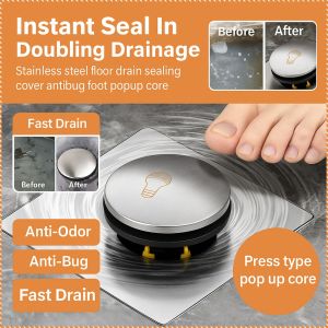 Antiodor floor drain core Stainless steel square sealing cover