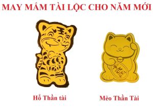 Mèo thần tài mạ vàng 24k rước lộc vào nhà - Đem lại may mắn tài lộc - HÀNG CÓ LỚP KEO DÁN