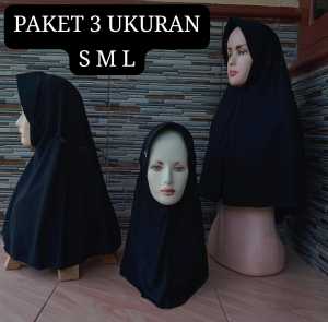Paket 3 Ukuran Kerudung Instant Motif Pita Renda Asri Anak Sekolah TK SD SMP SMA Remaja Dewasa Jilbab Nyaman Muslim Serut