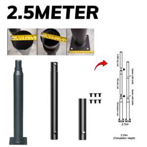 2.5M 3M 4M 5M 6M Steel Lamp Pole Galvanized Pipe Poles for Outdoor Light Solar Power Led Lamp Streetlight Lampu Jalan