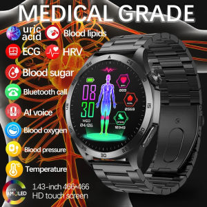 Mens smartwatch sports smartwatch with heart rate control Bluetooth calling ECG+PPG blood sugar and uric acid new products for 2024