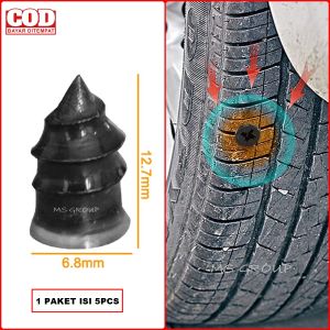 Sekrup Tambal Ban Tubeless Isi 5pcs Skrup Baut Paku Karet Tubles Bahan Besi Plus Silikon SM