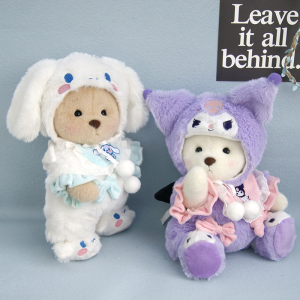 Christmas Gift Halloween Sanrio Kawaii Cinnamoroll Doll Clothes MyMelody Kuromi Cartoon 30cm Medium Bear Dress Up Clothes Set Girls Gifts Childrens Toys