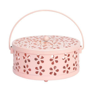 Retro Spiral Stand Mosquito Coil Holder with Cover and Handle Large Incense Burner Repellent Rack